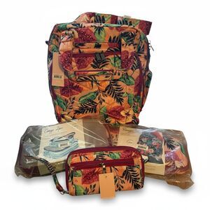 Lug Floral Travel Bundle Backpack Packing Cubes Wristlet Packable Tote NWT